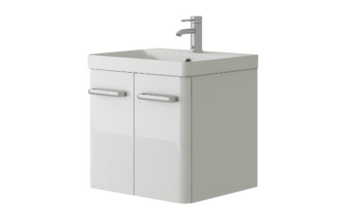 Charm wall mounted (2 door) unit & ceramic basin – 400mm