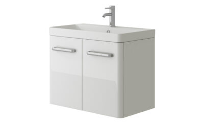 Charm wall mounted (2 door) unit & ceramic basin – 600mm