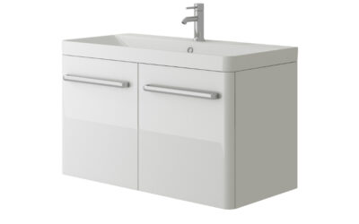 Charm wall mounted (2 door) unit & ceramic basin – 800mm