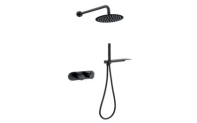 Onyx black round thermostatic shower pack – 2 knob 2 outlet – (horizontal)