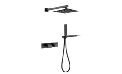 Onyx black square thermostatic shower pack – 2 knob 2 outlet – (horizontal)