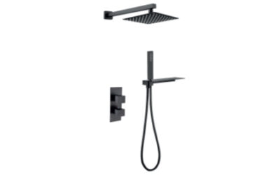 Onyx black square thermostatic shower pack – 2 knob 2 outlet – (vertical)