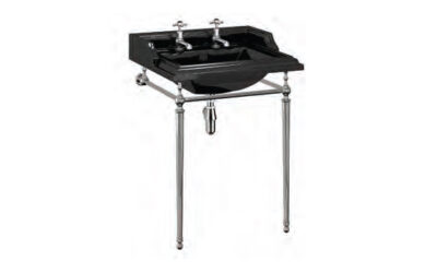 Burlington classic basin in jet black with chrome washstand