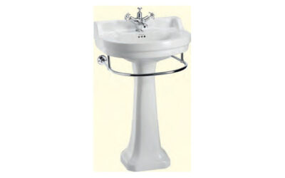 Burlington edwardian round basin with towel rail and standard pedestal