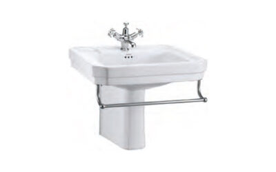 Burlington victorian basin with towel rail and semi pedestal