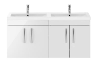 1200 wall hung 4-door vanity & double basin