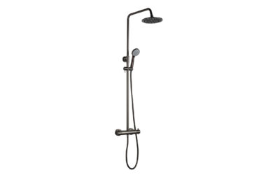 Vos thermostatic bar valve with 2 outlets, adjustable riser