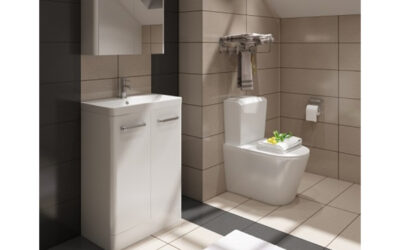 Charm floor standing (2 door) unit & ceramic basin. Colour – high gloss white.