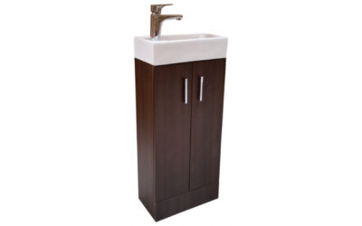 Flora floor standing square vanity & ceramic basin (colour -chestnut)