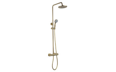 Vos thermostatic bar valve with 2 outlets, adjustable riser and shower kit