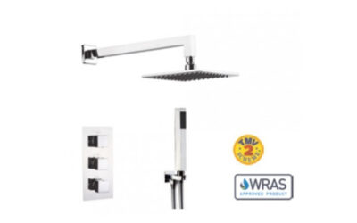 Square shower pack – (3 knob 2 outlet) – chrome