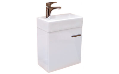 Flora wall hung square vanity & ceramic basin (colour – glossy white)