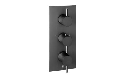 Vos thermostatic concealed 3 outlet shower valve, vertical – matt black