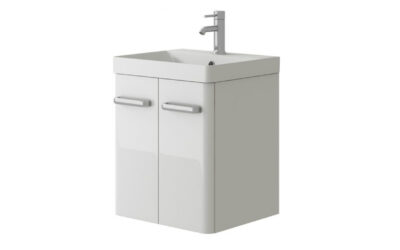 Charm wall mounted (2 door) unit & ceramic basin.