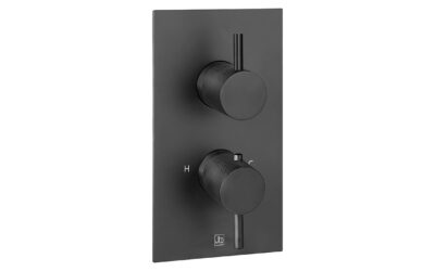 Vos thermostatic concealed 2 outlet shower valve vertical – matt black