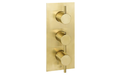 Vos thermostatic concealed 3 outlet shower valve vertical – brushed brass