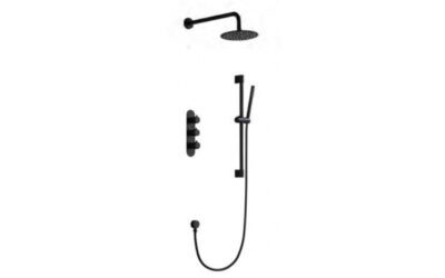 Onyx black round thermostatic shower pack 2 knob 2 outlet – (vertical) – black