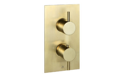 Thermostatic concealed 2 outlet shower valve – brushed brass