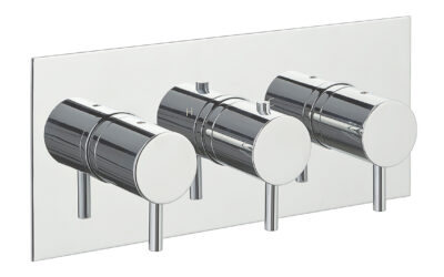 Florence thermostatic concealed 3 outlet shower valve, horizontal – chrome