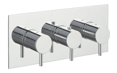Florence thermostatic concealed 2 outlet shower valve, horizontal – chrome