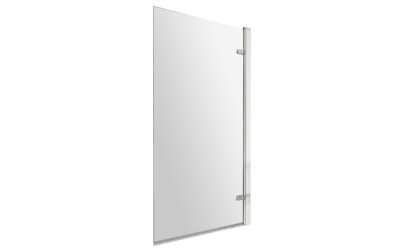 Square hinged bath screen – 8mm – chrome