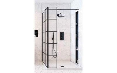 Wet room panels matt black rubik