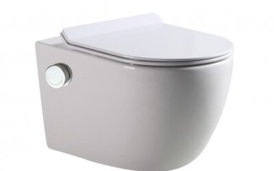 Comfort rimless short projection wall hung pan with bidet mixing valve, soft close seat & fixing kit.