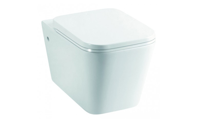 Edge wall hung WC pan with soft close seat and fixings
