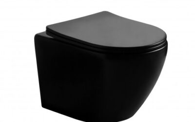 Onyx d-shape, rimless wall hung pan & seat cover – matt black