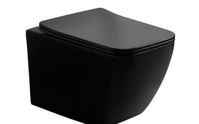 Onyx square rimless wall hung pan & seat cover- matt black