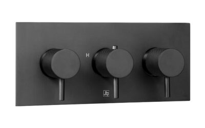 Vos thermostatic concealed 3 outlet shower valve, horizontal – matt black