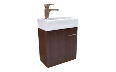 Flora wall hung square vanity & ceramic basin (colour – chestnut)